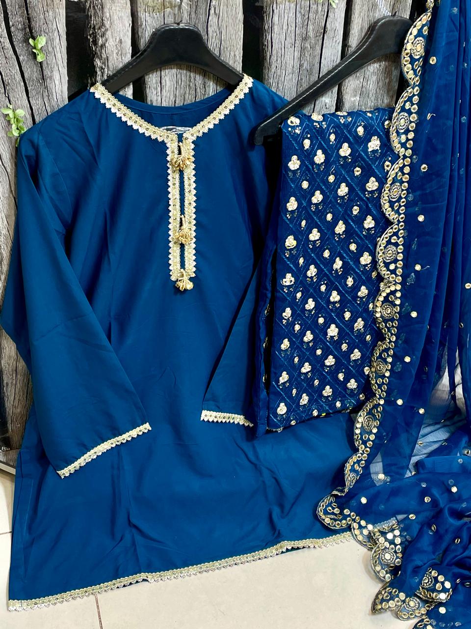 Ideal Luxury Chiffon Heavy Embroidered 3pc Suit