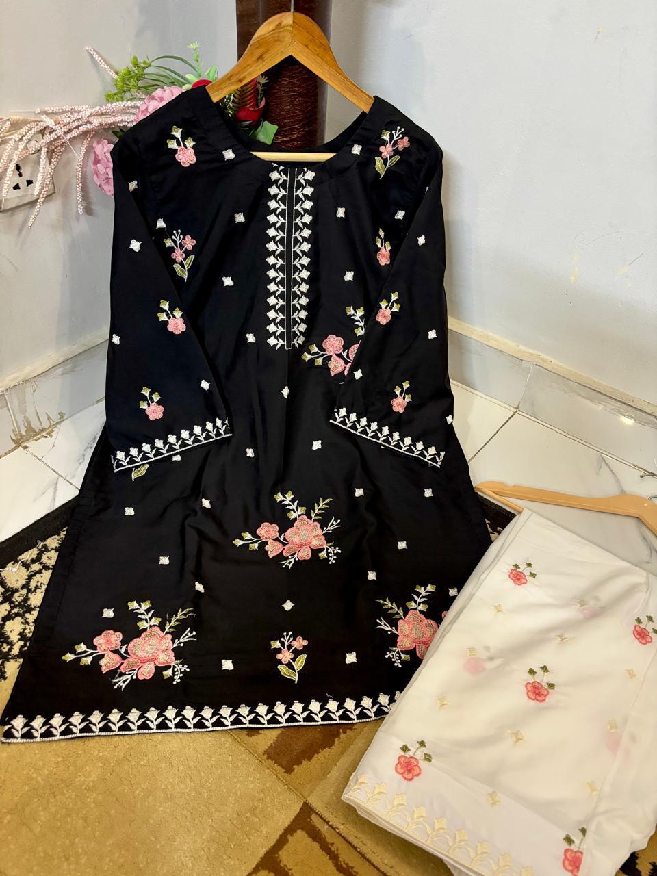 Malai Lawn Floral Embroidered 2pc Suit