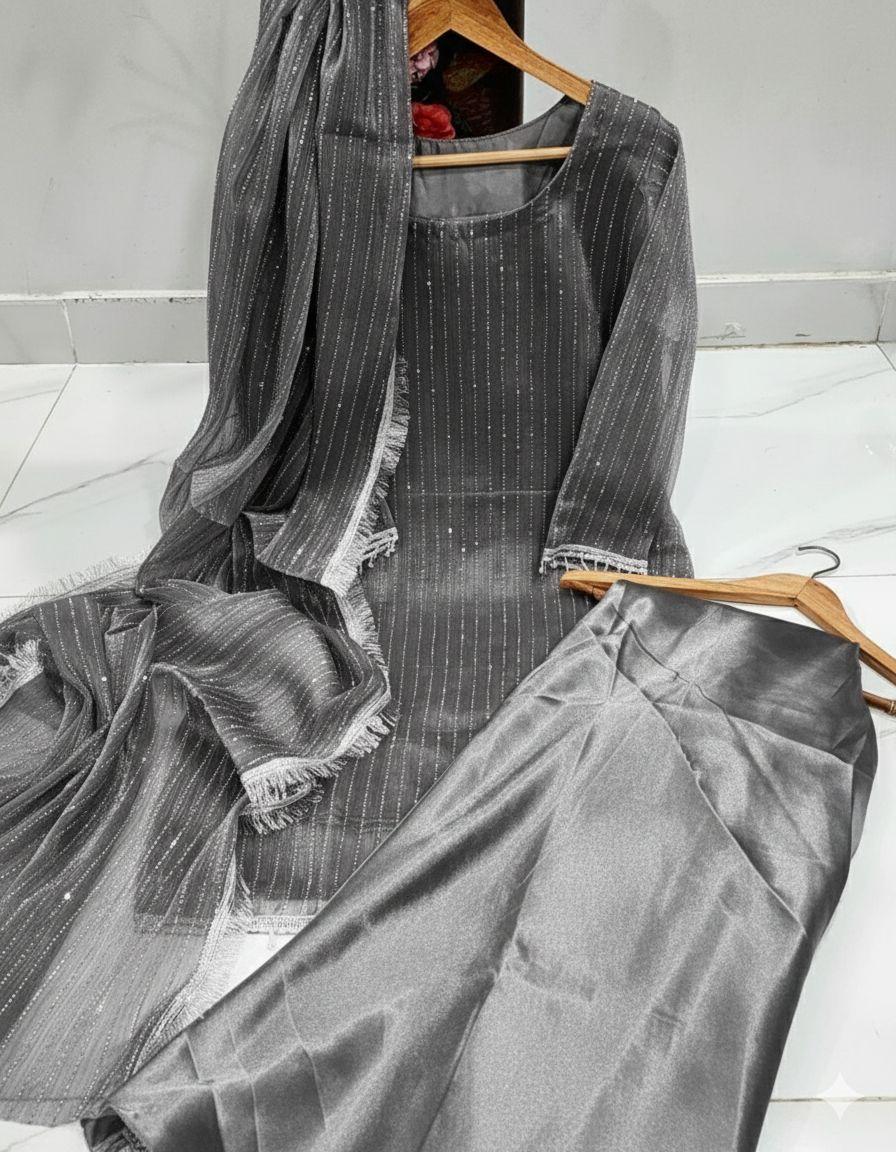 Original Shisha Silk Stones  3pc Suit with Shamoze Silk Flapper