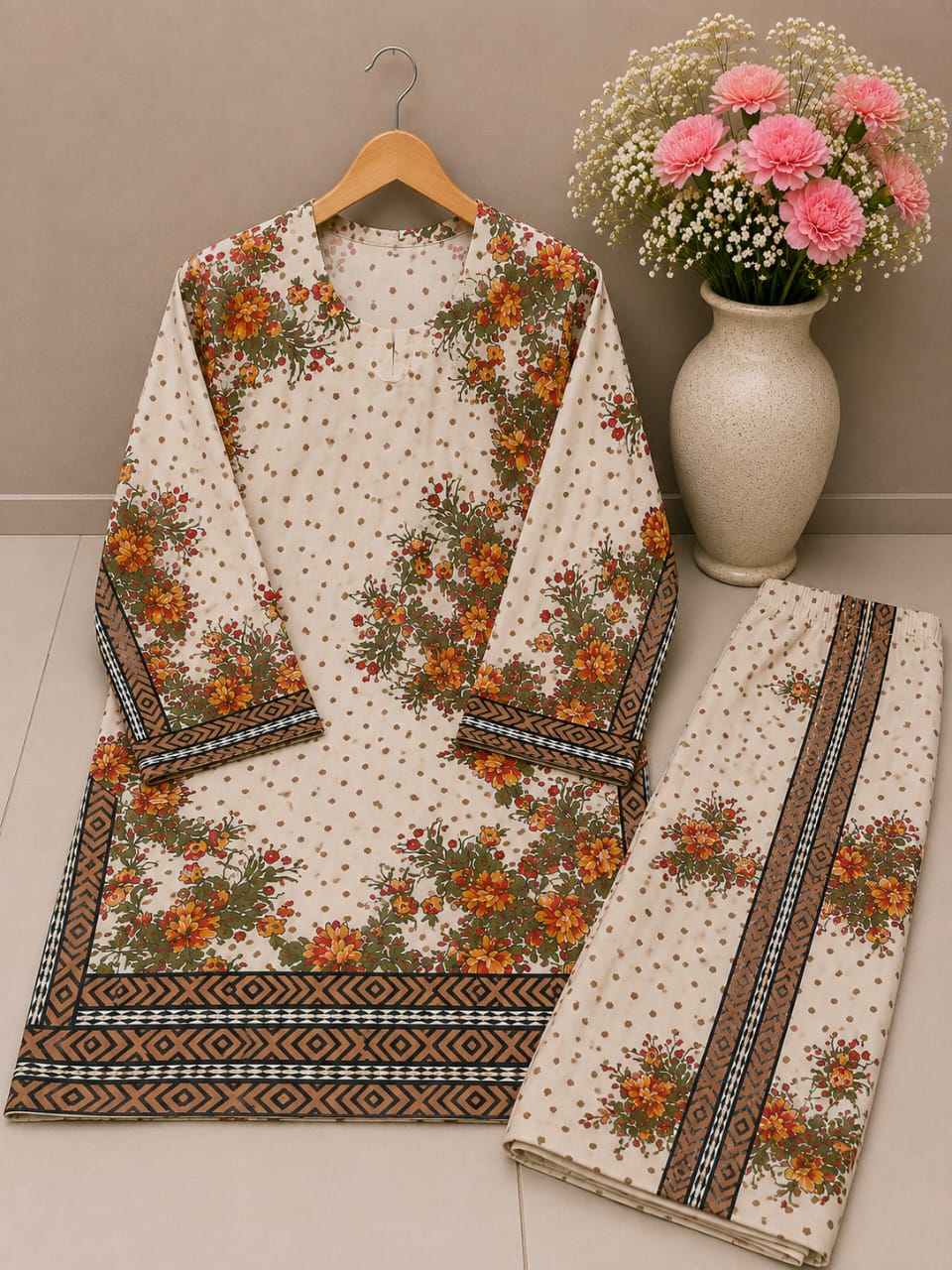 Premium 2pc Bana Dora Lawn Suit With 5 Digital Prints