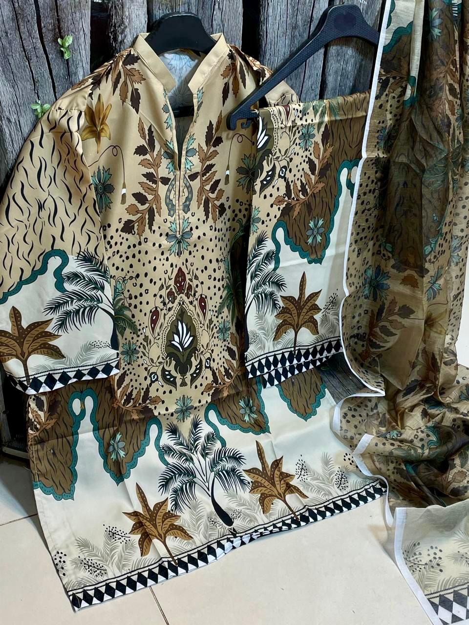 Crepe Silk Digital Printed 3pc Suit