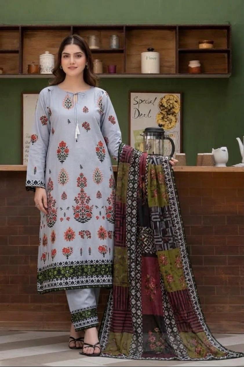 Digital Printed Swiss Lawn Maxi 3pc Dress