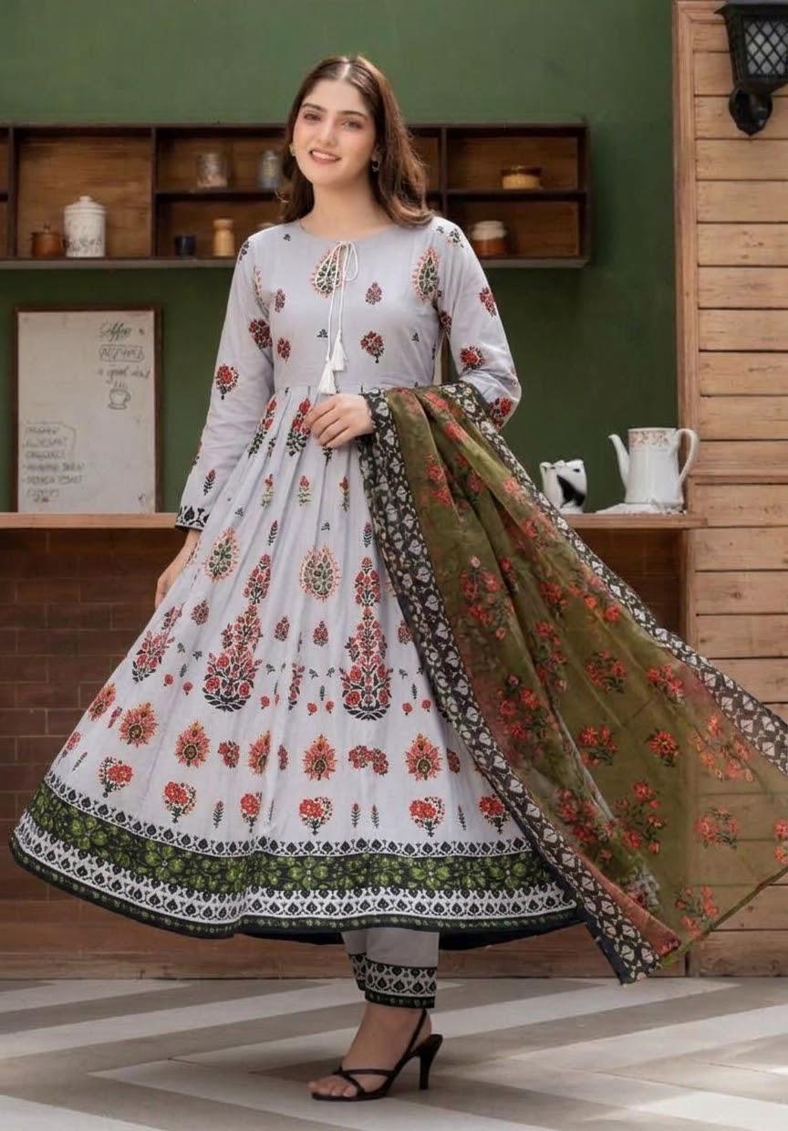 Digital Printed Swiss Lawn Maxi 3pc Dress