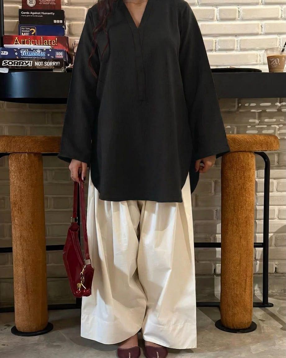 Malai Lawn Shirt With Malai Lawn Farshi Shalwar