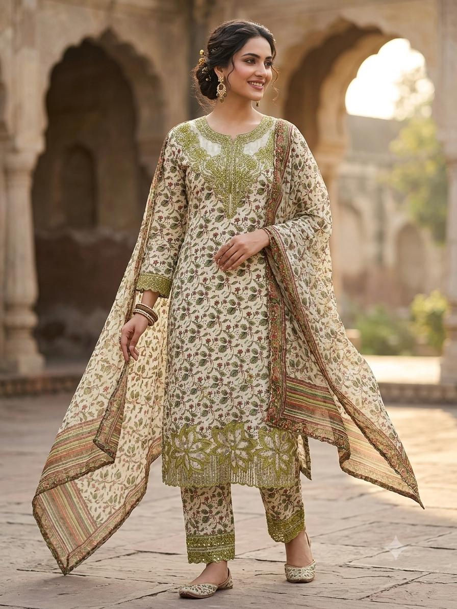 Digital Printed 3-Piece Suit – Embroidered Shirt with Munar Lawn Dupatta