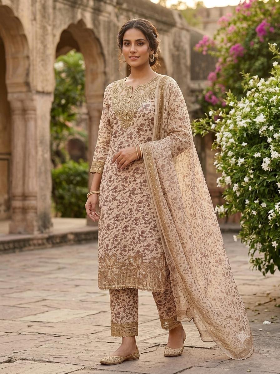 Digital Printed 3-Piece Suit – Embroidered Shirt with Munar Lawn Dupatta