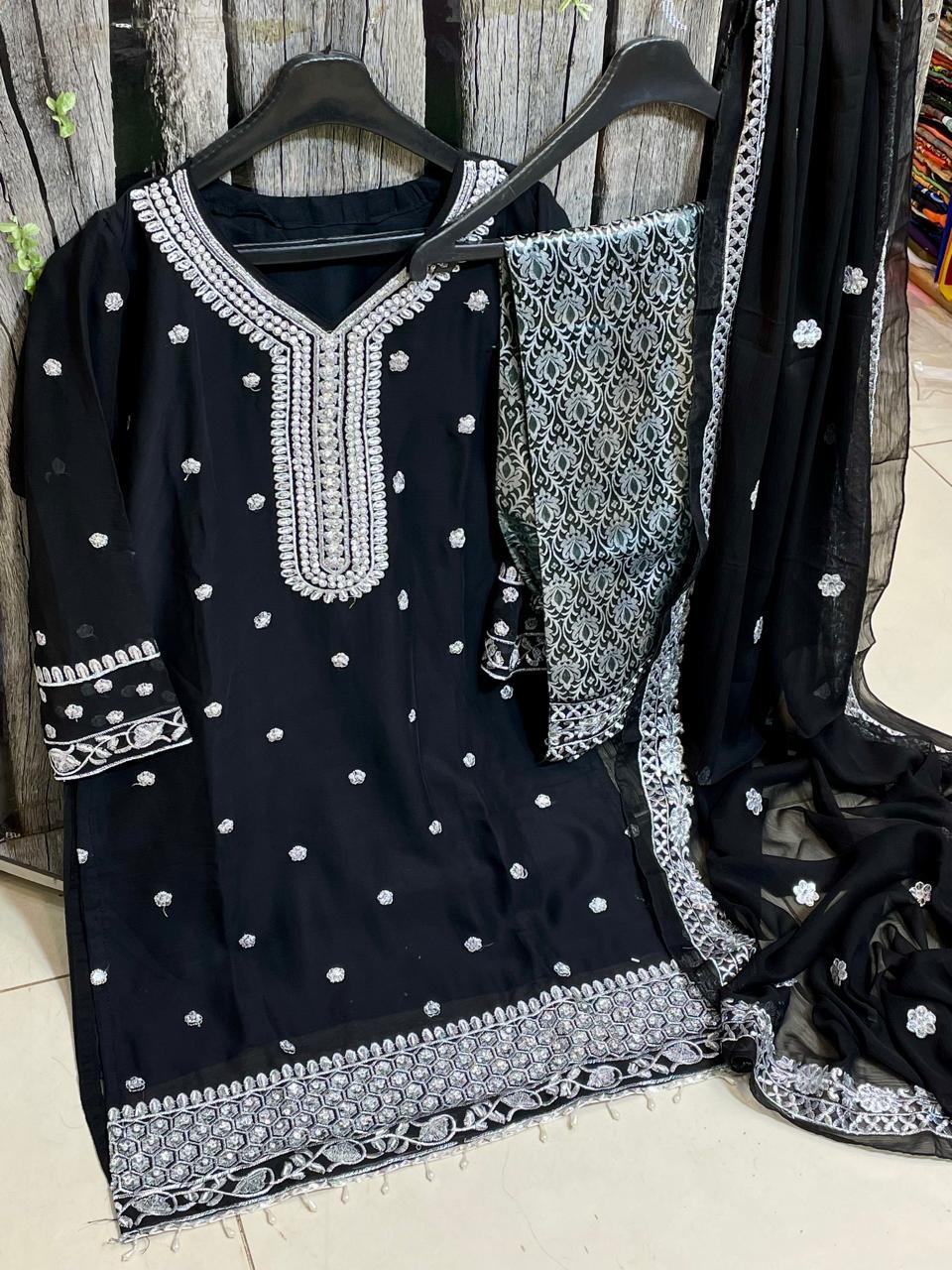 Ideal Luxury Chiffon Heavy Embroidered 3pc Suit