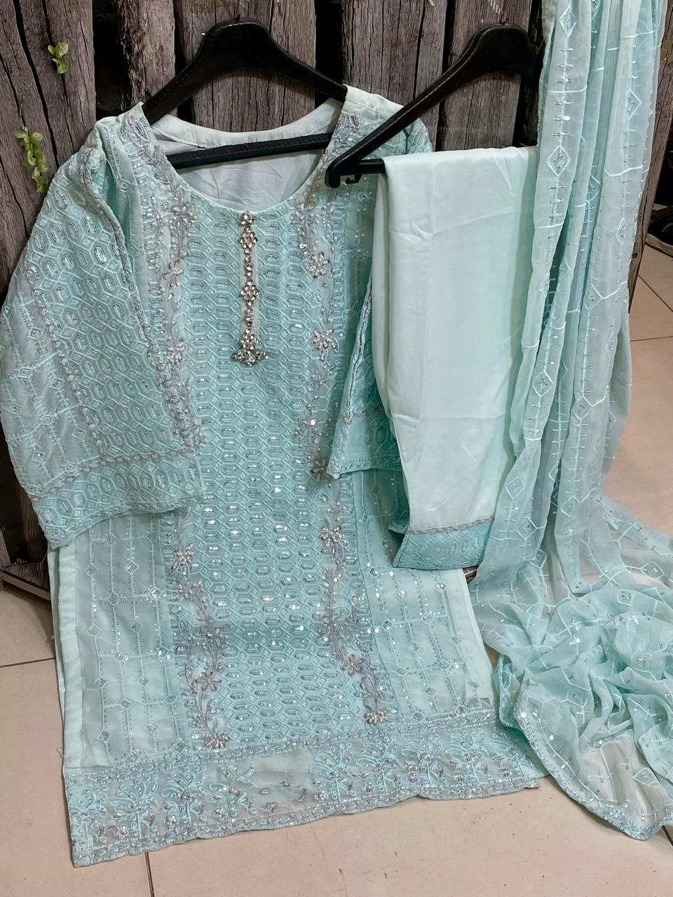 Ideal Luxury Chiffon Heavy Embroidered 3pc Suit