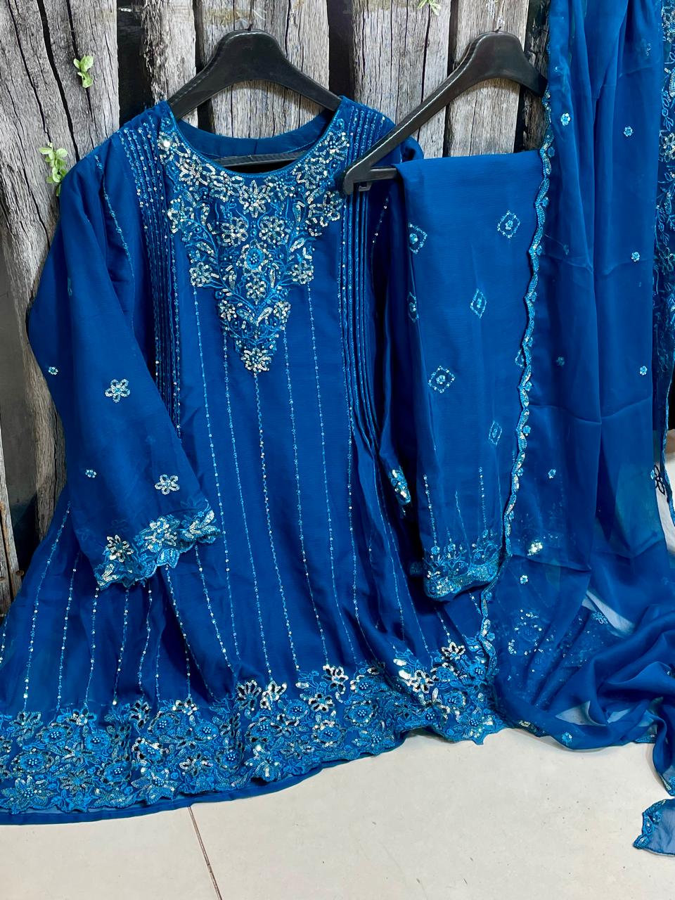 Ideal Luxury Chiffon Heavy Embroidered 3pc Suit